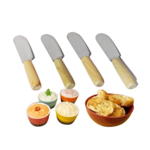 Espatula para Pate Inox Madeira 4 Pçs